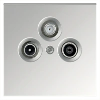 Розетка TV+FM+SAT Φ9.5mm проходная с накладкой, цвет алюминий Jasmart FD6207PAL