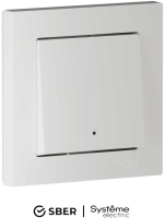 Умный выключатель проходной одноклавишный с подсветкой Zigbee 10А, L+N, Systeme Electric AtlasDesign Smart БЕЛЫЙ ATN000113Z