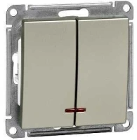 Выключатель 2-клавишный с подсветкой Systeme Electric (Schneider Electric) W59, шампань VS510-251-4-86