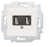 Розетка зарядка usb 2 порта ABB Levit жемчуг - ледяной 2CHH290040A6068