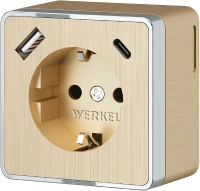 Розетка с заземлением, шторками и USB тип A+C Gallant шампань рифленый Werkel Накладные механизмы Gallant шампань рифленый W5071710