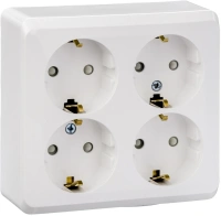 Розетка четырехместная с заземлением со шторками 16А Systeme Electric Etude, БЕЛЫЙ PA16-208B