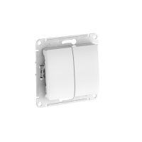 Переключатель 2-клавишный Systeme Electric Glossa, сх.6+6, 10АХ, мех., быстрозажим. клем., БЕЛЫЙ GSL000165S