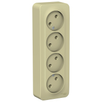 Розетка четверная без заземляющего контакта без шторок с изолирующей пластиной 16А 250В Systeme Electric Blanca BLNRA000417, Бежевый