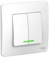 Двухклавишный выключатель скрытой установки с подсветкой 10А 250В Systeme Electric Blanca BLNVS010511, БЕЛЫЙ