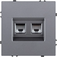 Розетка двойная Ethernet RJ45 Cat.6, серый Kollinger Eclipse EC-018GY