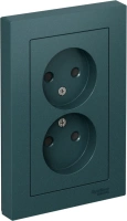 Розетка двойная Systeme Electric AtlasDesign без заземления со шторками, 16А, в сборе, ИЗУМРУД ATN000822