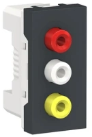 Розетка 3 RCA - широкая цвет антрацит NU343154 Schneider Unica New
