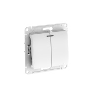 Выключатель 2-клавишный Systeme Electric Glossa с подсветкой, сх.5а, 10АХ, мех., быстрозажим. клем., БЕЛЫЙ GSL000153S