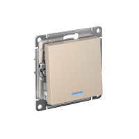 Переключатель 1-клавишный Systeme Electric AtlasDesign с подсветкой, сх.6а, 10АХ, мех., быстрозажим. клем., ПЕСОЧНЫЙ ATN001263S