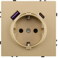 Розетка штепсельная  16A/250 В с USB A+C 20W, золотой бархат Brionilux серия Z (ZG016GD)