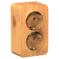 Розетка двойная с заземляющим контактом без шторок с изолирующей пластиной 16A 250В Systeme Electric Blanca BLNRA010215, Ясень