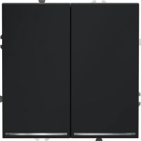 Проходной переключатель двухклавишный с подсветкой 10А Voltum S70 графит Soft touch пластик (VLS020407)