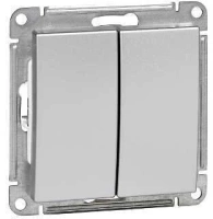 Переключатель 2-клавишный Systeme Electric (Schneider Electric) W59, матовый хром VS510-252-5-86