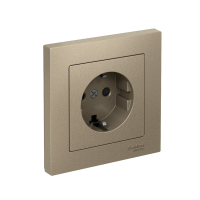 Розетка Systeme Electric AtlasDesign с заземлением со шторками, 16А, в сборе, быстрозажим. клем., ШАМПАНЬ ATN000544S