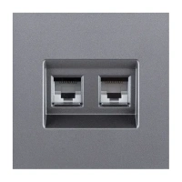 Накладка двойной розетки Ethernet RJ45 Cat.6, Серый бархат Brionilux серия Z (ZGN018GY)