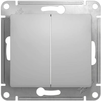 Выключатель 2-клавишный схема 5 10 AX Systeme Electric Glossa, алюминий GSL000351