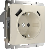 Розетка с заземлением, шторками и USB тип A+C слоновая кость Werkel  W1171703