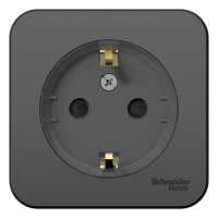 Розетка с заземляющим контактом и шторками (компакт) с изолирующей пластиной 16А 250В Systeme Electric Blanca BLNRA111116, Антрацит