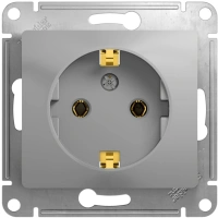 Розетка с заземлением 16А Systeme Electric Glossa, алюминий GSL000343