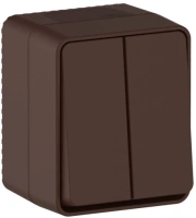 Выключатель 2-клавишный Systeme Electric AtlasDesign PROFI IP54 О/У, сх.5, 10АХ, КОРИЧНЕВЫЙ ATN546051