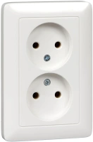 Розетка двойная без заземления 16А Systeme Electric Hit, БЕЛЫЙ RS16-235-B