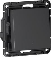 Умный выключатель проходной одноклавишный с подсветкой Zigbee 10А, L+N, Systeme Electric AtlasDesign Smart карбон ATN001013Z