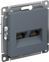 Розетка двойная Systeme Electric AtlasDesign компьютерная RJ45+RJ45 кат. 6А, механизм, ГРИФЕЛЬ ATN000788