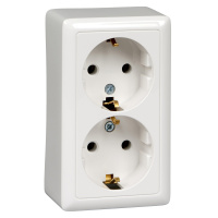 Розетка двойная с заземлением 16А Systeme Electric Hit, БЕЛЫЙ RA16-238-B