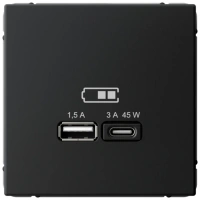 Высокоскоростная розетка USB А+С Systeme Electric ArtGallery карбон GAL001029