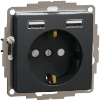 Розетка с заземлением и USB, 16А, Schneider Electric Sedna Design, антрацит SDD114052