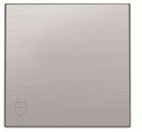 Розетка 220v с крышкой и шторками нержавеющая сталь ABB Sky Niessen 2CLA818800A1001|2CLA858810A1401