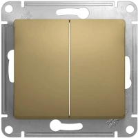 Выключатель 2-клавишный схема 5 10 AX Systeme Electric Glossa, титан GSL000451