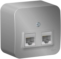 Розетка двойная компьютерная RJ45 с изолирующей пластиной Systeme Electric Blanca., BLNIA045453, Алюминий