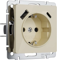 Розетка с заземлением, шторками и usb Werkel акрил айвори винтовая клемма (W1171743)