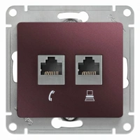 Розетка двойная RJ11+RJ45 категория 5Е Systeme Electric (Schneider Electric) Glossa, баклажановый GSL001185