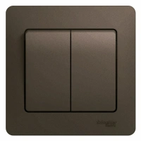 Выключатель 2-клавишный Systeme Electric Glossa, сх.5, 10АХ, в сборе, ШОКОЛАД GSL000852