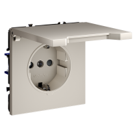 Розетка с заземлением с защитными шторками с крышкой Voltum S70 пластик кашемир Soft touch 16А (VLS040303)