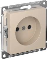 Розетка Systeme Electric AtlasDesign без заземления со шторками, 16А, мех., быстрозажим. клем., ПЕСОЧНЫЙ ATN001249S