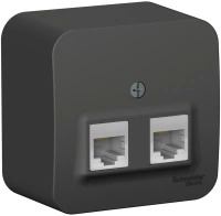 Розетка двойная компьютерная RJ45 с изолирующей пластиной Systeme Electric Blanca BLNIA045456, Антрацит