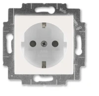 Розетка 220в с/з со шторками ABB Levit жемчуг - ледяной 2CHH203457A6068