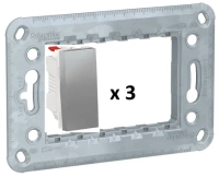 Выключатель трехклавишный цвет алюминий NU310130x3 + NU7103 Schneider Unica New