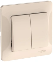 Выключатель 2-клавишный Systeme Electric Glossa, сх.5, 10АХ, в сборе, быстрозажим. клем., БЕЖЕВЫЙ GSL000252S