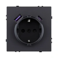 Розетка штепсельная 16A/250 В с USB A+C 20W, черный бархат Brionilux серия Z (ZG016BK)