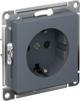 Розетка Systeme Electric AtlasDesign с заземлением со шторками, 16А, механизм, быстрозажим. клем., ГРИФЕЛЬ ATN000745S