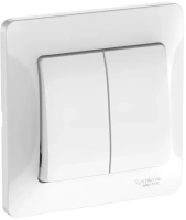 Выключатель 2-клавишный Systeme Electric Glossa, сх.5, 10АХ, в сборе, быстрозажим. клем., БЕЛЫЙ GSL000152S