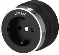 Розетка с заземлением Vintage черный матовый/хром Werkel Накладные механизмы Vintage черный матовый/хром W5871051