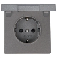 Розетка SCHUKO© с крышкой и защитными шторками 16A 250V~ 2P+T, цвет Никель Jasmart FD5505NI