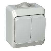 Выключатель 2-клавишный Systeme Electric Etude, серый BA10-042C