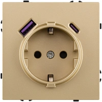 Розетка штепсельная SCHUKO 16A/250 В с USB A+C 20W, золотой Kollinger Eclipse EC-016GD